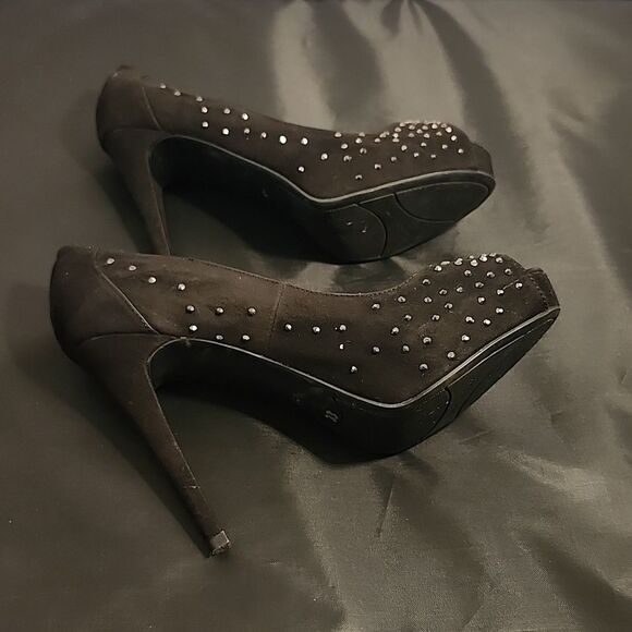 MARC FISHER JEWEL STUDDED EMBELLISHMENTS HIGH HEEL PEEP-TOE PUMP - Picture 9 of 16